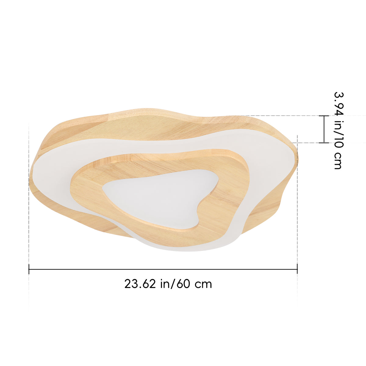 Modern Organic Wood Flush Mount Ceiling Light - Japandi Topographic LED Lamp