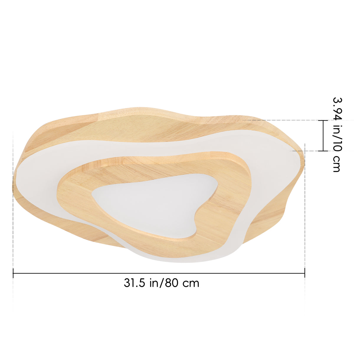 Modern Organic Wood Flush Mount Ceiling Light - Japandi Topographic LED Lamp
