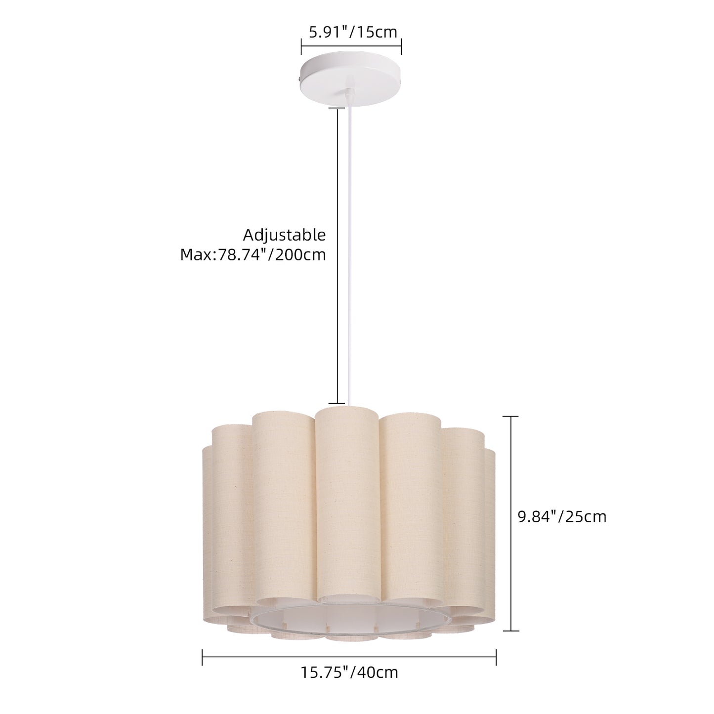 Modern Pleated Fabric Pendant Light - Scalloped Drum Chandelier