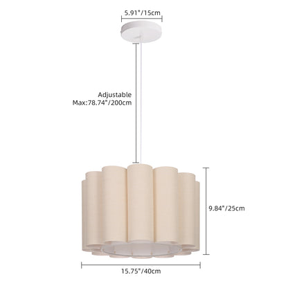 Modern Pleated Fabric Pendant Light - Scalloped Drum Chandelier