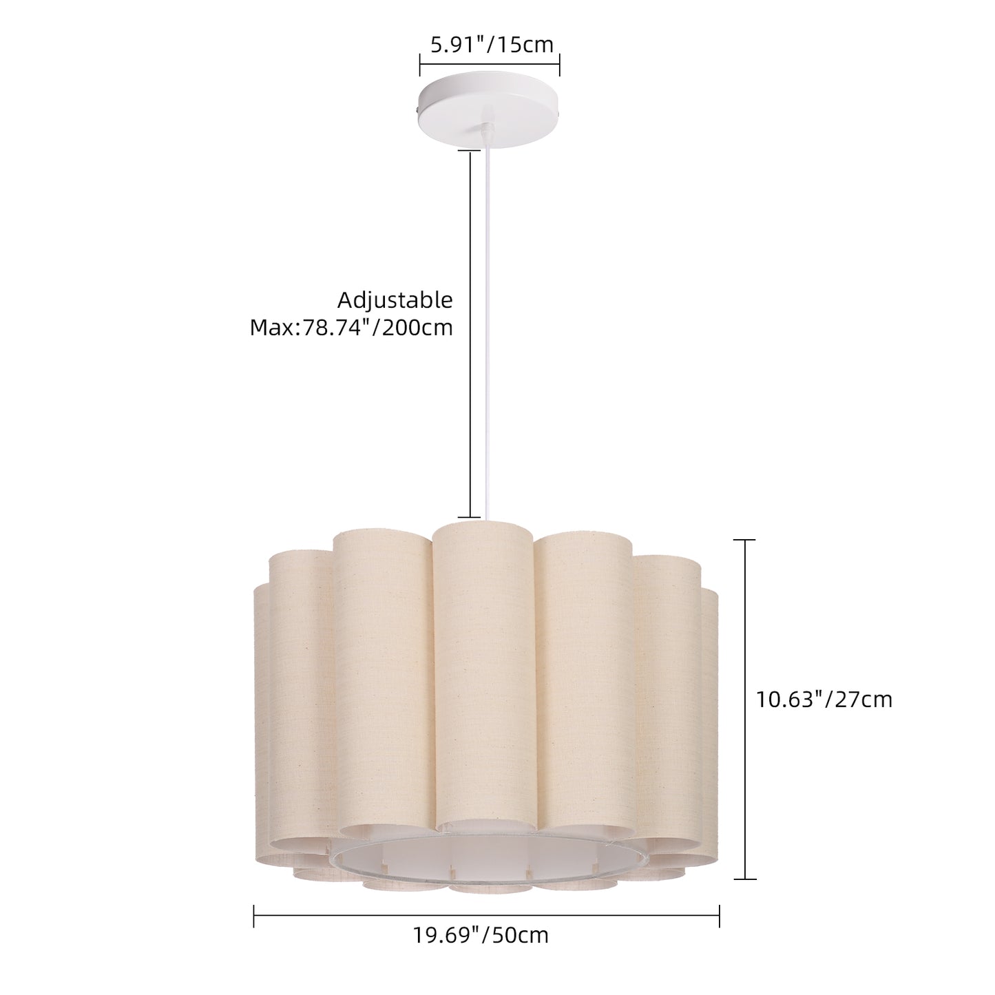 Modern Pleated Fabric Pendant Light - Scalloped Drum Chandelier