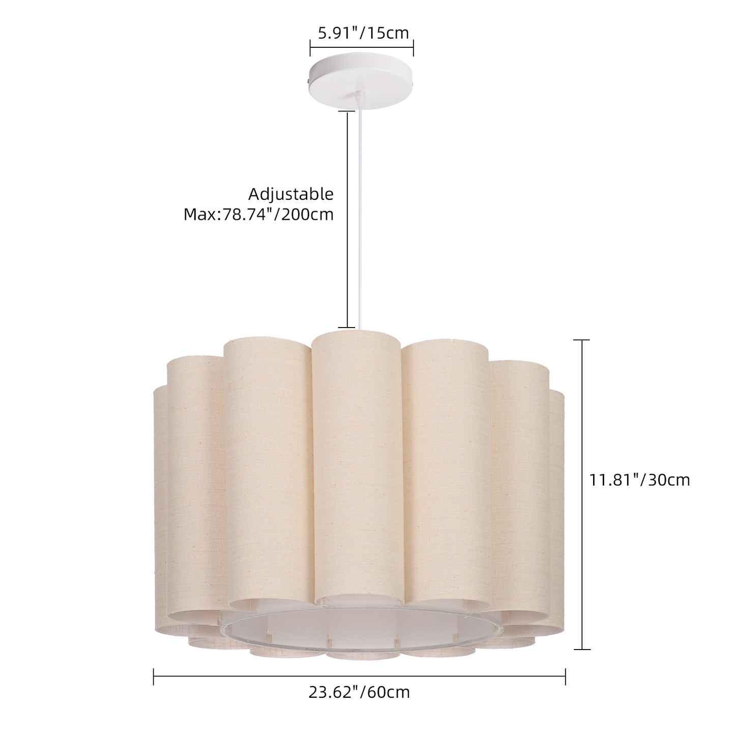Modern Pleated Fabric Pendant Light - Scalloped Drum Chandelier