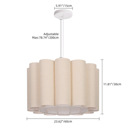 Modern Pleated Fabric Pendant Light - Scalloped Drum Chandelier