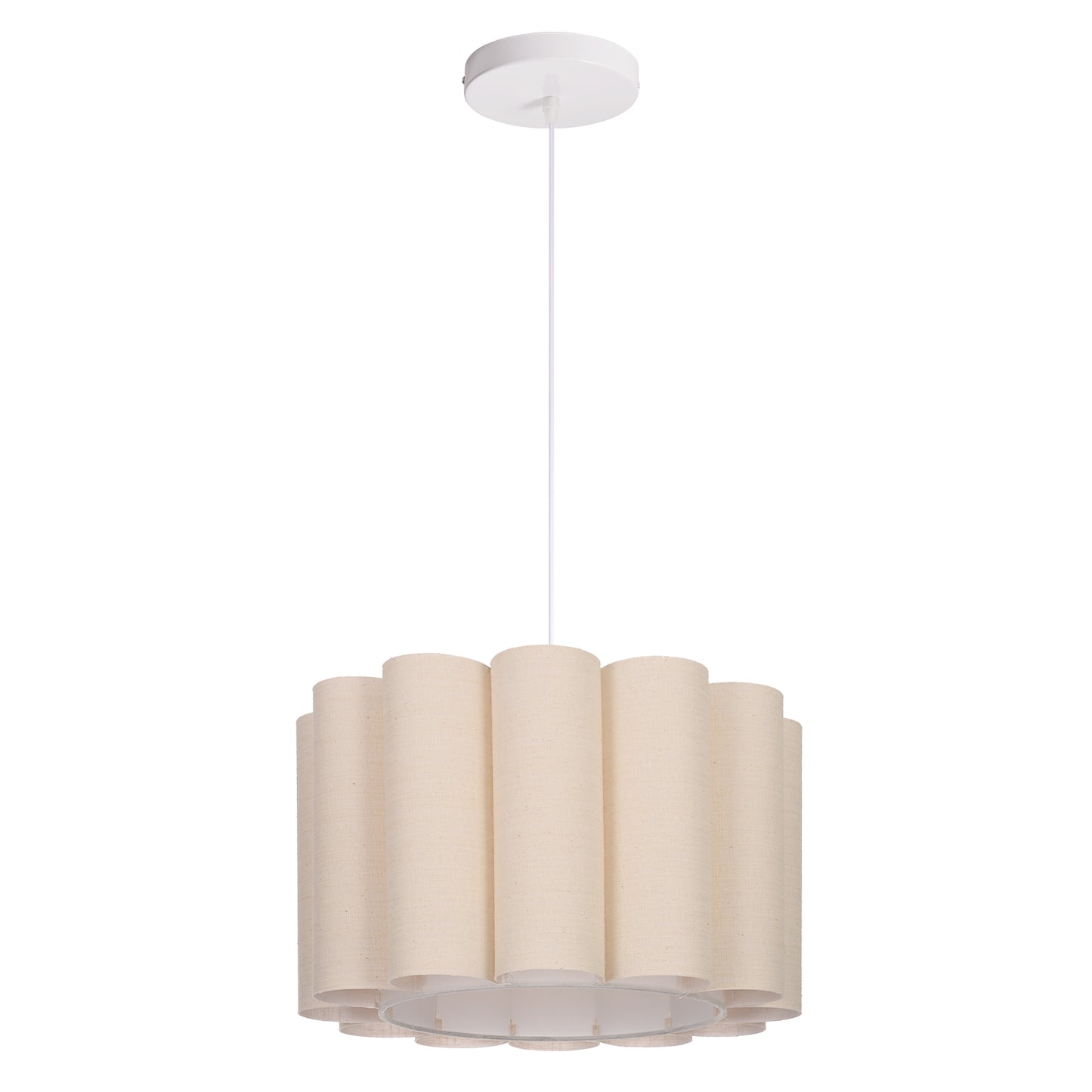 Modern Pleated Fabric Pendant Light - Scalloped Drum Chandelier