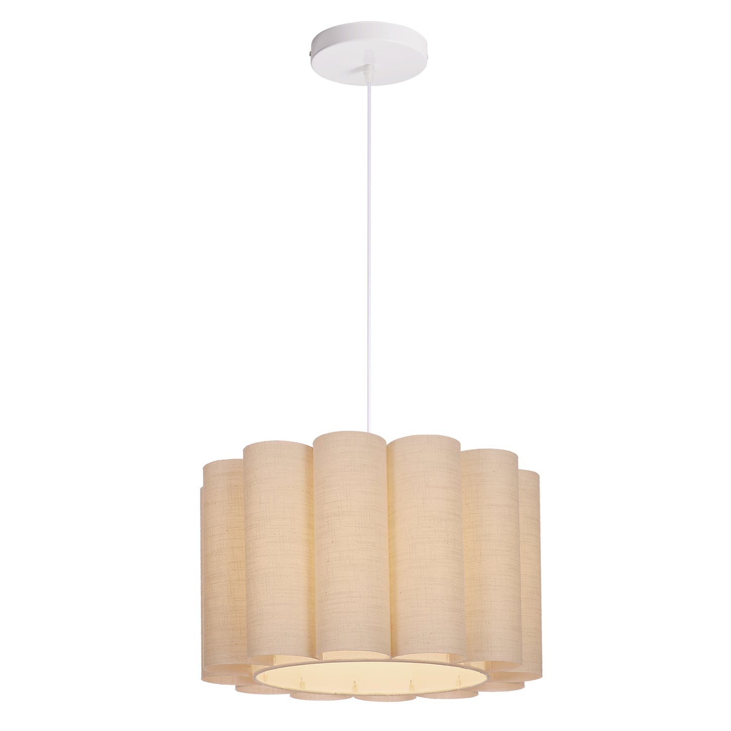 Modern Pleated Fabric Pendant Light - Scalloped Drum Chandelier