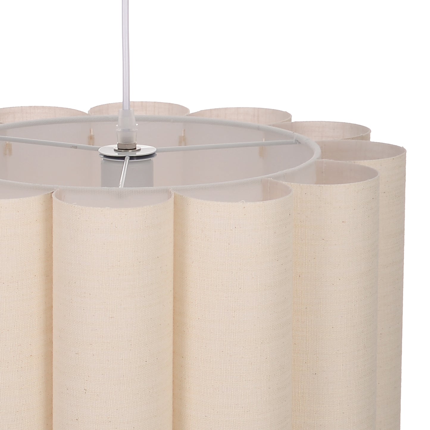 Modern Pleated Fabric Pendant Light - Scalloped Drum Chandelier