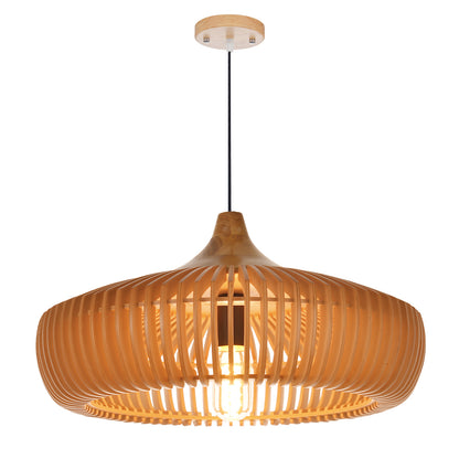 Handcrafted Natural Wood Fin Chandelier - Scandi Style Hanging Lamp