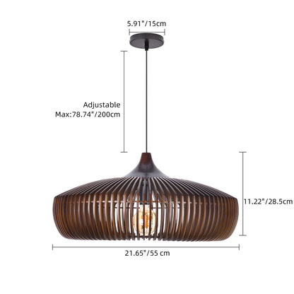 Handcrafted Natural Wood Fin Chandelier - Scandi Style Hanging Lamp