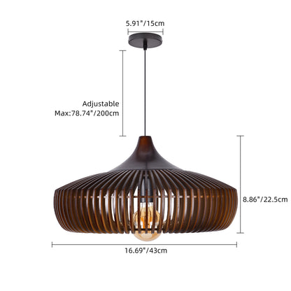 Handcrafted Natural Wood Fin Chandelier - Scandi Style Hanging Lamp