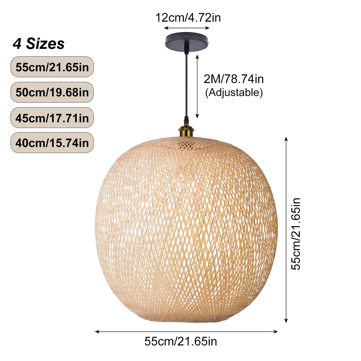 Natural Bamboo Hand-Woven Pendant Light