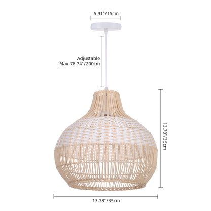 White Rattan Pendant Light Woven Rattan Lampshade