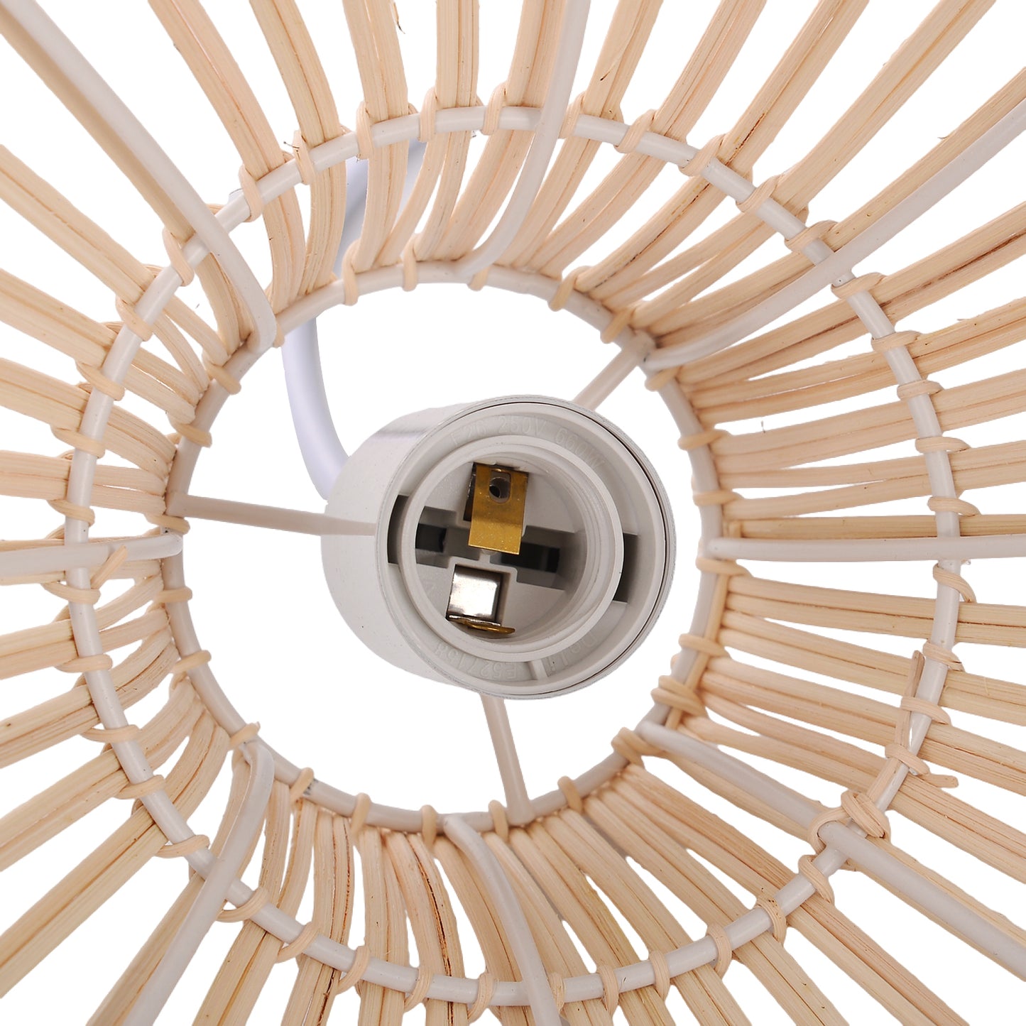 White Hand-Woven Rattan Pendant Light Woven Rattan Lampshade 30CM Small Boho Light