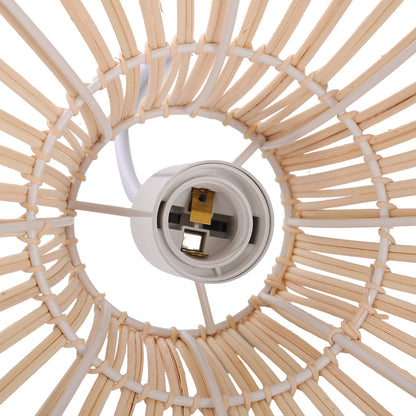 White Hand-Woven Rattan Pendant Light Woven Rattan Lampshade 30CM Small Boho Light