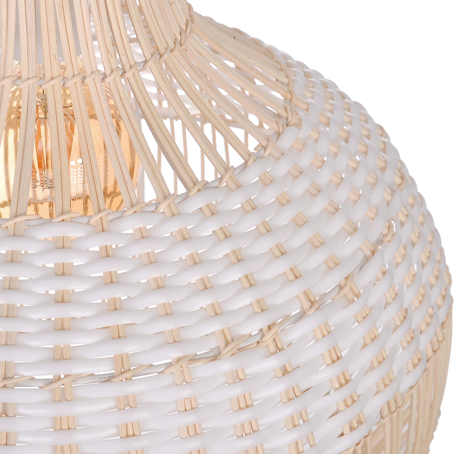 White Hand-Woven Rattan Pendant Light Woven Rattan Lampshade 30CM Small Boho Light