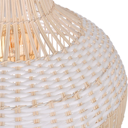 White Hand-Woven Rattan Pendant Light Woven Rattan Lampshade 30CM Small Boho Light