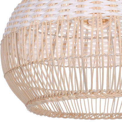 White Hand-Woven Rattan Pendant Light Woven Rattan Lampshade 30CM Small Boho Light
