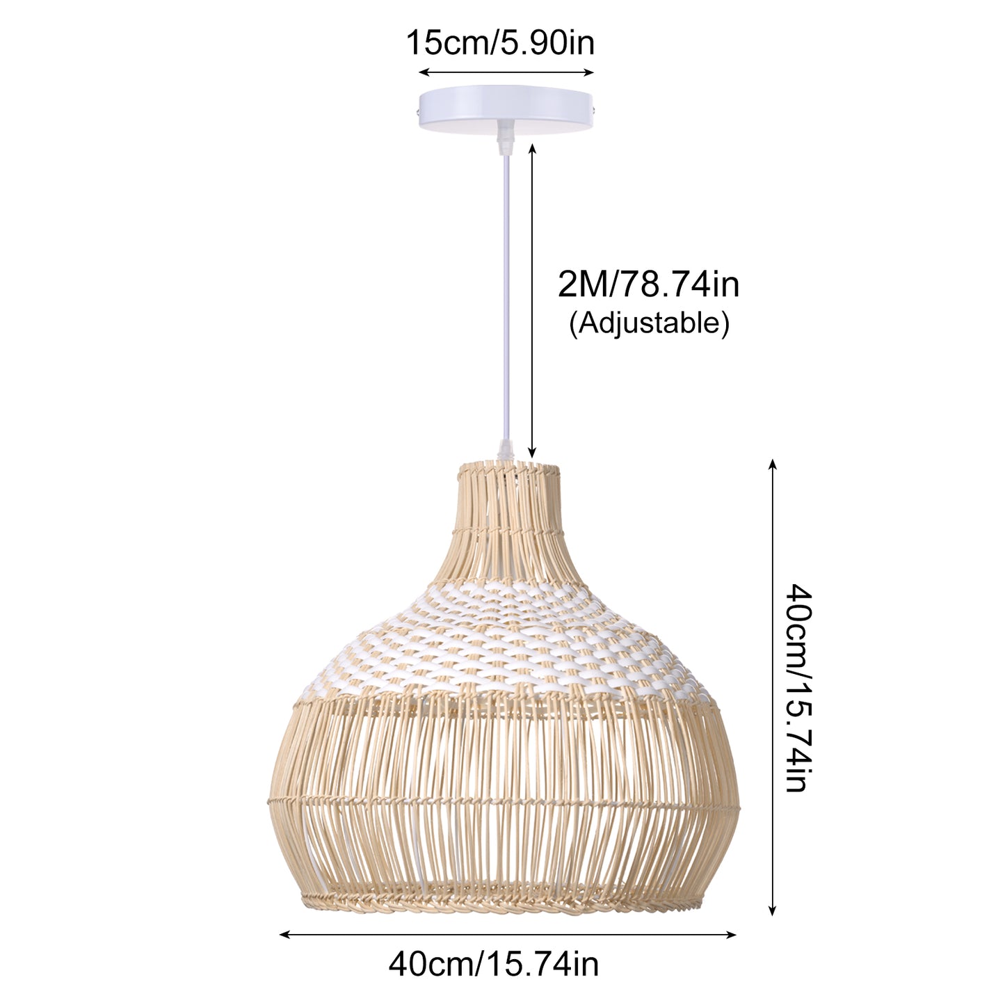 White Rattan Pendant Light Woven Rattan Lampshade