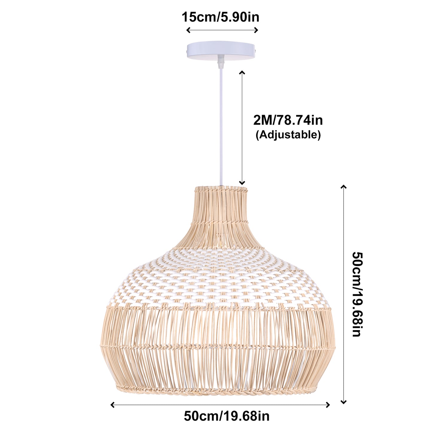 White Rattan Pendant Light Woven Rattan Lampshade