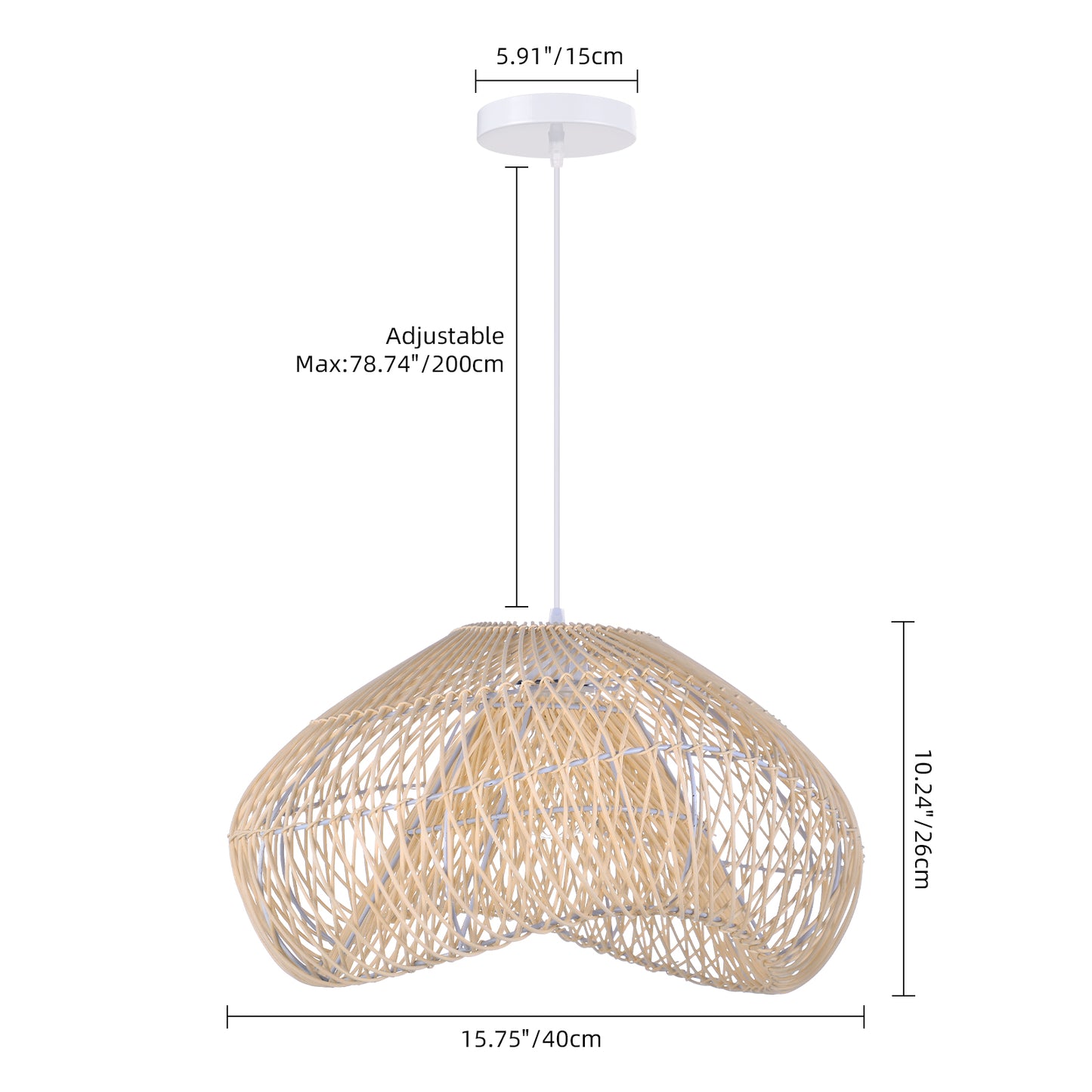 Hand-Woven Rattan Wave Pendant Light - Organic Boho Wicker Chandelier