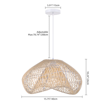 Hand-Woven Rattan Wave Pendant Light - Organic Boho Wicker Chandelier