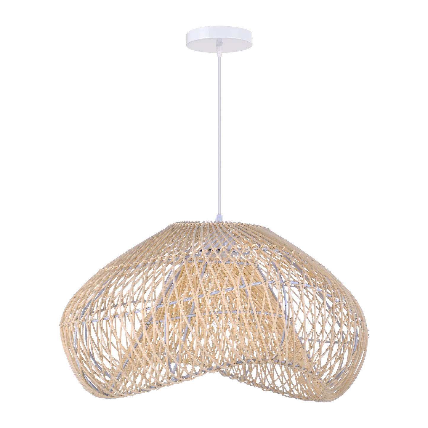 Hand-Woven Rattan Wave Pendant Light - Organic Boho Wicker Chandelier