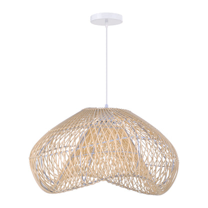 Hand-Woven Rattan Wave Pendant Light - Organic Boho Wicker Chandelier