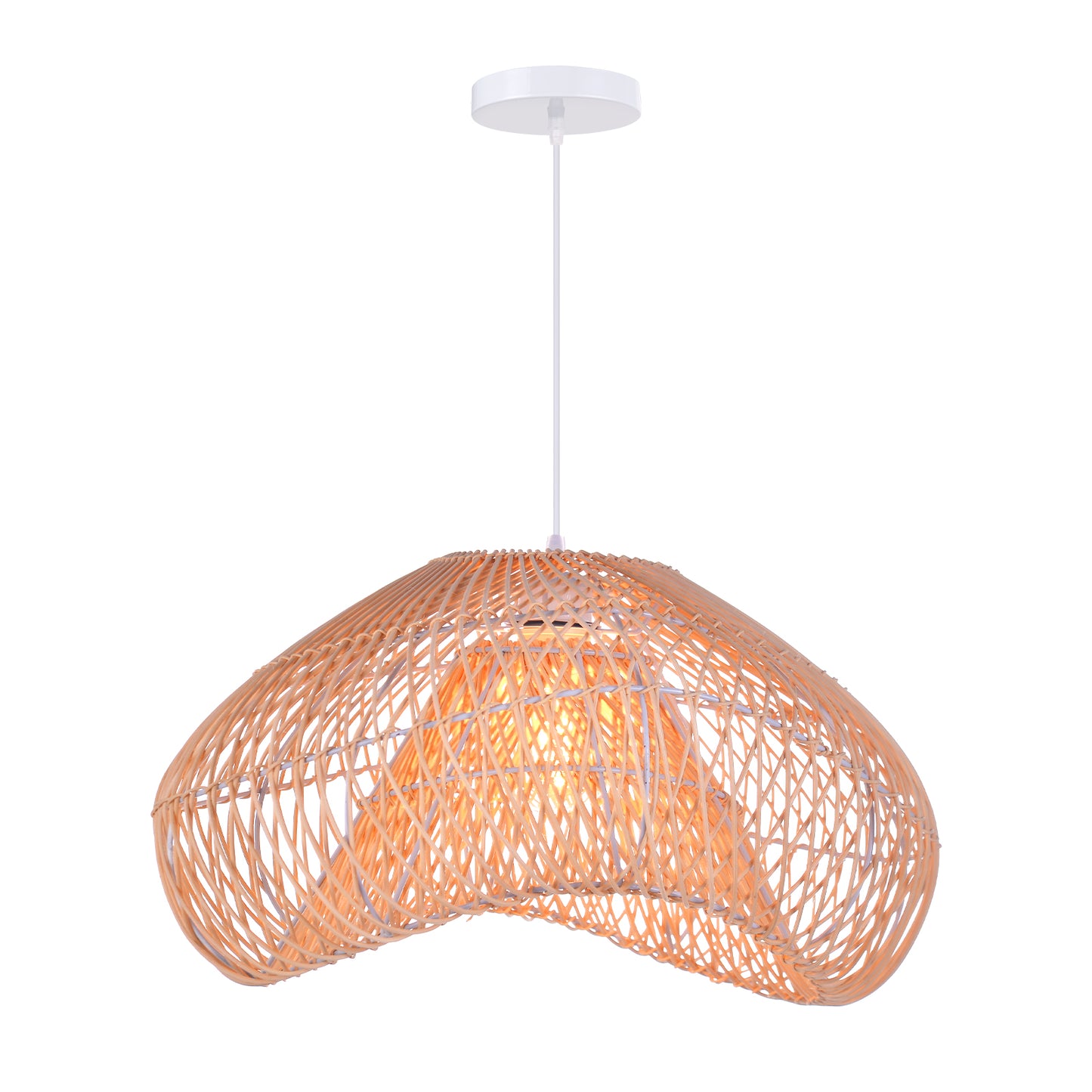 Hand-Woven Rattan Wave Pendant Light - Organic Boho Wicker Chandelier