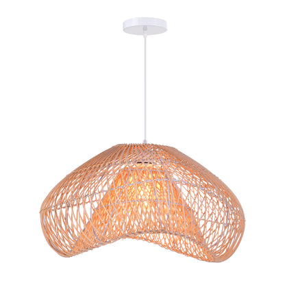 Hand-Woven Rattan Wave Pendant Light - Organic Boho Wicker Chandelier
