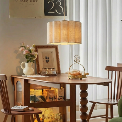 Modern Pleated Fabric Pendant Light - Scalloped Drum Chandelier