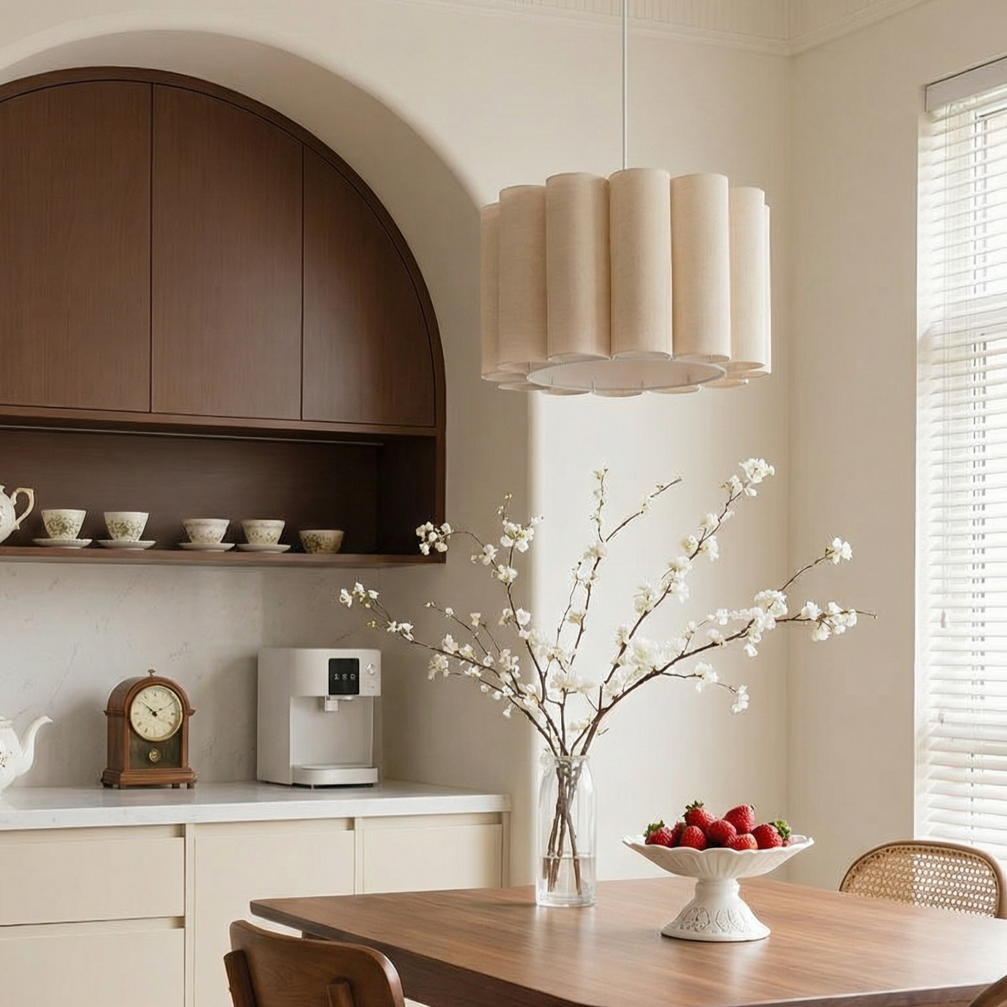 Modern Pleated Fabric Pendant Light - Scalloped Drum Chandelier