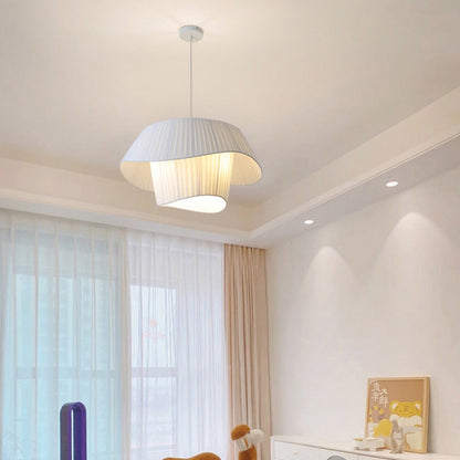 Modern Layered Wavy Pleated Fabric Pendant Light - Japandi Drum Chandelier