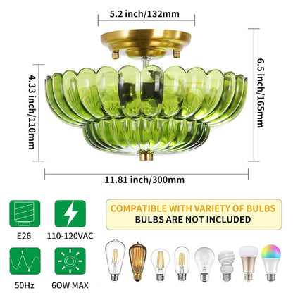 Modern Glass Semi-Flush Mount Ceiling Light - Umbrella Shape Decor