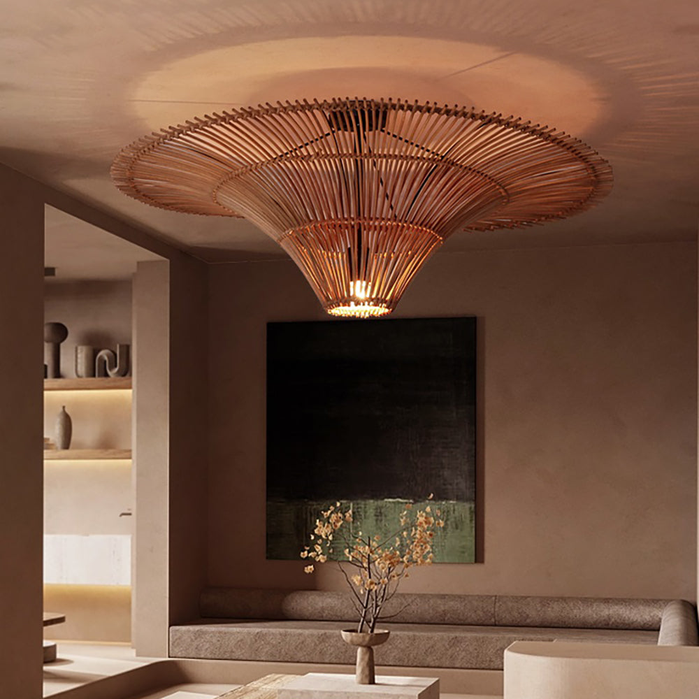 Large Rattan Pendant Light/80 cm/Modern/Ceiling Lamp/Dining room
