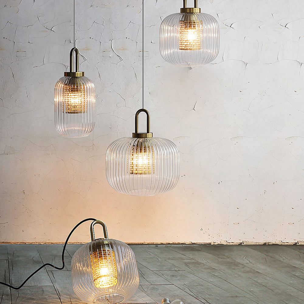 Clear Glass Pendant Light Shade With Brass Fitting 