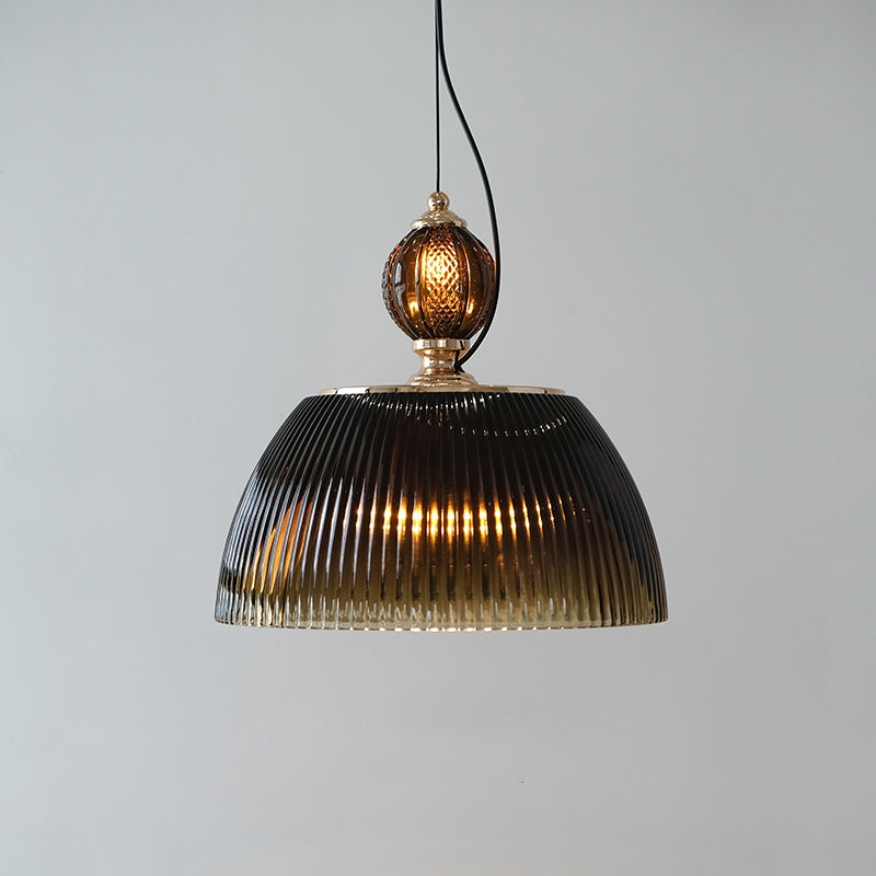 Mid century Retro Green Brown Glass Pendant Light-[Modern pendant lighting for bedroom and living space]-Demolights UK