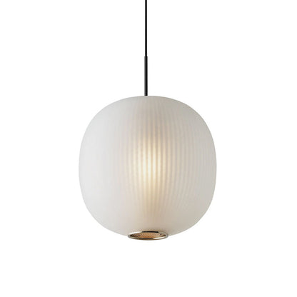 Vintage Ribbed Glass Frosted Pendant Light -Homdiy