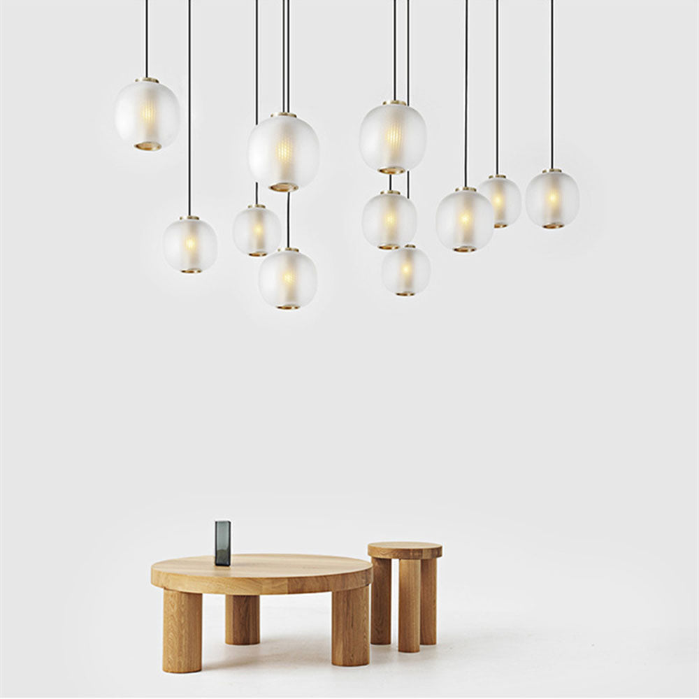 Vintage Ribbed Glass Frosted Pendant Light -Homdiy