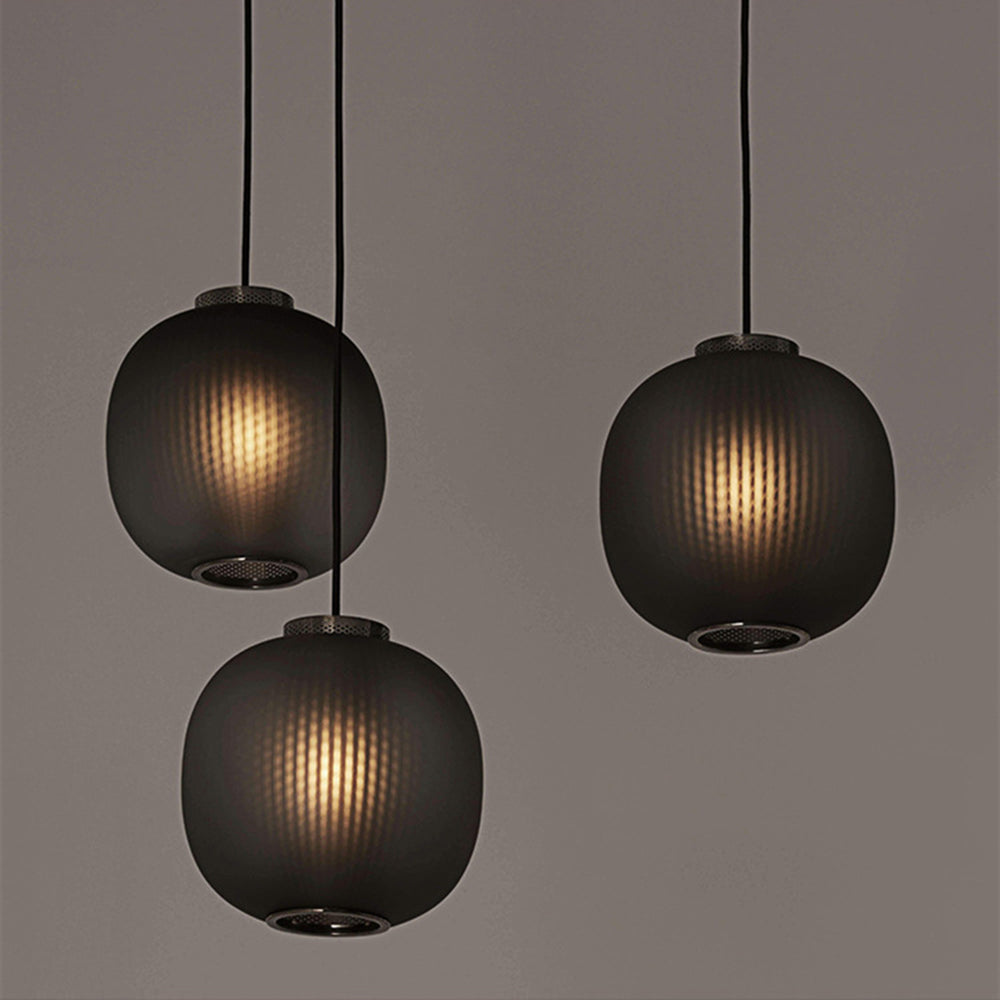 Vintage Ribbed Glass Frosted Pendant Light -Homdiy