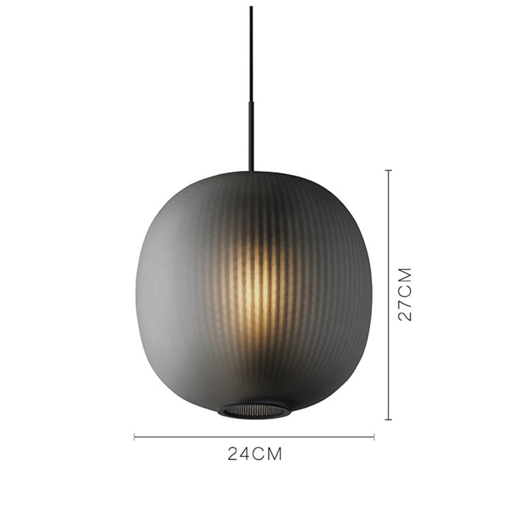 Vintage Ribbed Glass Frosted Pendant Light 