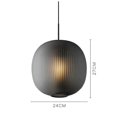 Vintage Ribbed Glass Frosted Pendant Light 