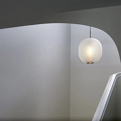 Vintage Ribbed Glass Frosted Pendant Light -Homdiy