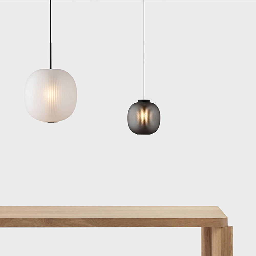 Vintage Ribbed Glass Frosted Pendant Light -Homdiy