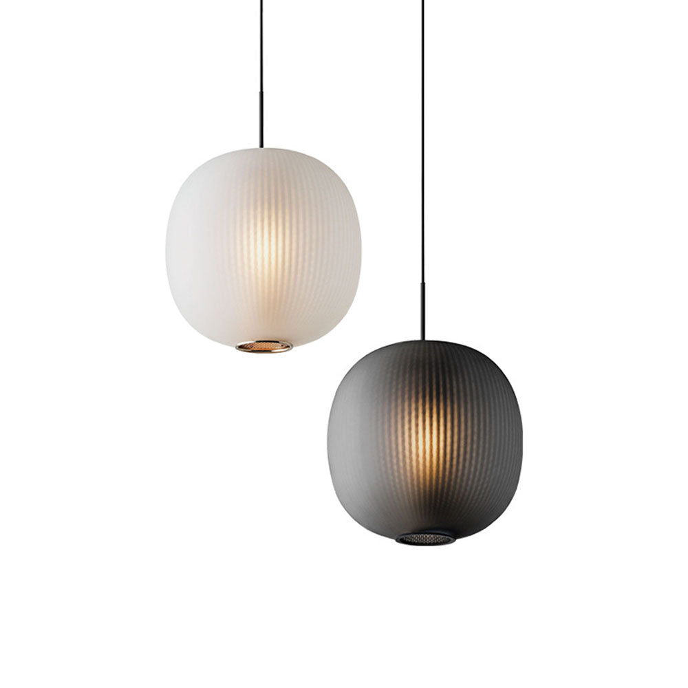 Vintage Ribbed Glass Frosted Pendant Light -Homdiy
