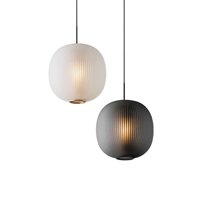 Vintage Ribbed Glass Frosted Pendant Light -Homdiy
