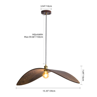 Modern Curved Wood Wave Pendant Light - Mid-Century Japandi Chandelier