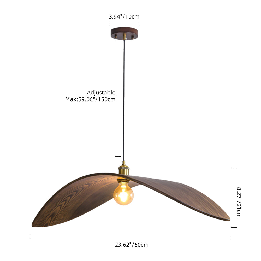 Modern Curved Wood Wave Pendant Light - Mid-Century Japandi Chandelier
