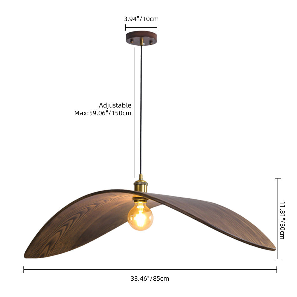 Modern Curved Wood Wave Pendant Light - Mid-Century Japandi Chandelier