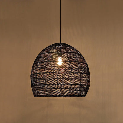 Basket Rattan Woven Pendant Light Shades Black