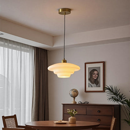 Mid Century Milk Glass Pendant Light - Mid-Century Opal Glass Saucer Lamp