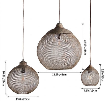 Woven Iron Pendant Light in Aged Grey